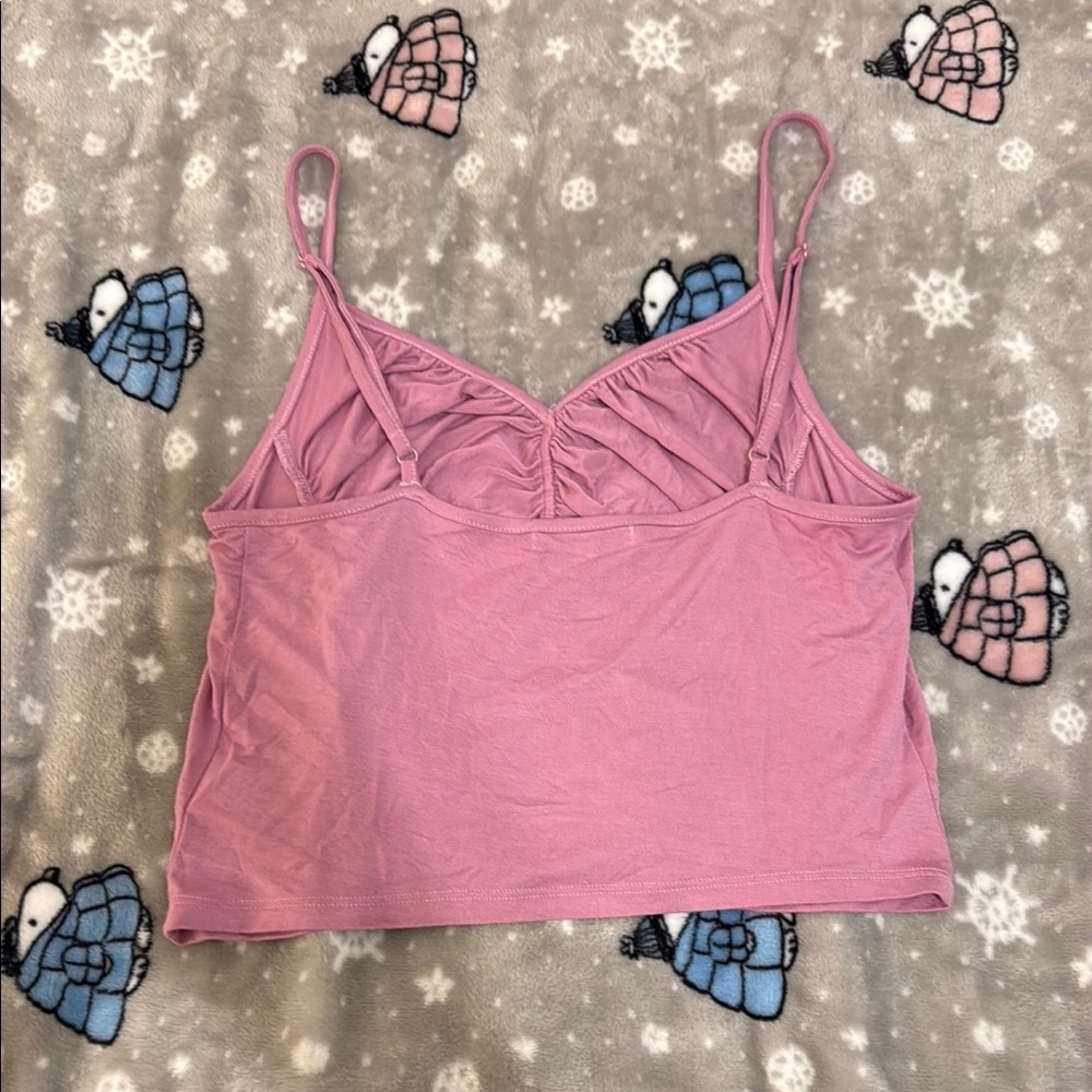 Pink Ruched Cami Crop Top - Picture 2 of 3